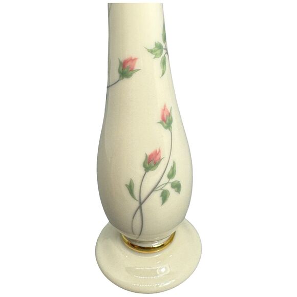 Lenox Bud Vase Rose Manor Pink Ivory 7.5" Gold Trim Rose USA Shabby Chic Flowers - Picture 4 of 16